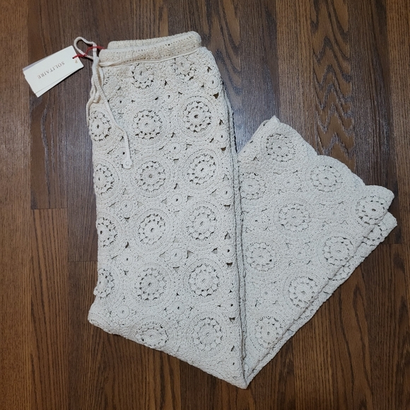 NWT! Women's SOLITAIRE Floral Crotched Boho Hippie Long Maxi Skirt sz LARGE - Picture 1 of 8